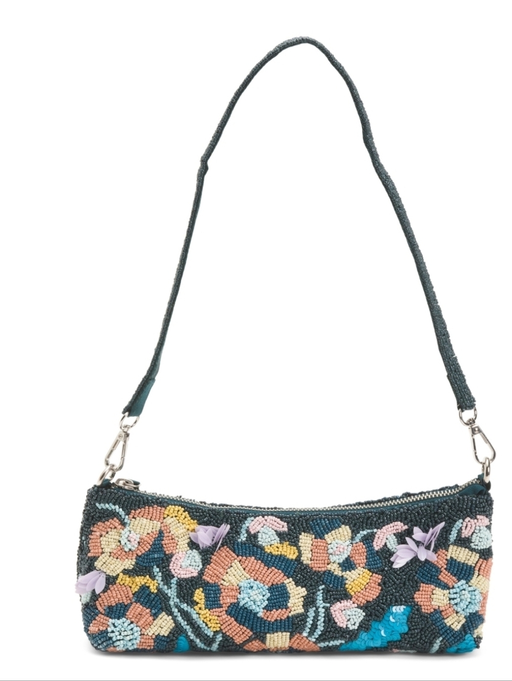 💙🔹️From India To You 🔹️Beaded Wildflower  Floral Shoulder Bag in Teal